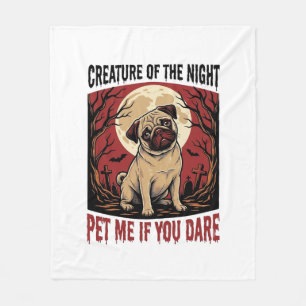 Couverture Polaire Chemise de Pug Halloween avec cimetière effrayant 