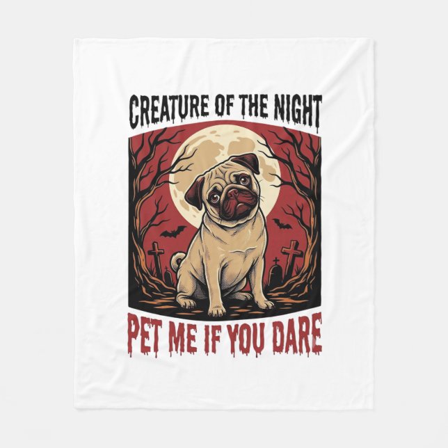 Couverture Polaire Chemise de Pug Halloween avec cimetière effrayant  (Devant)