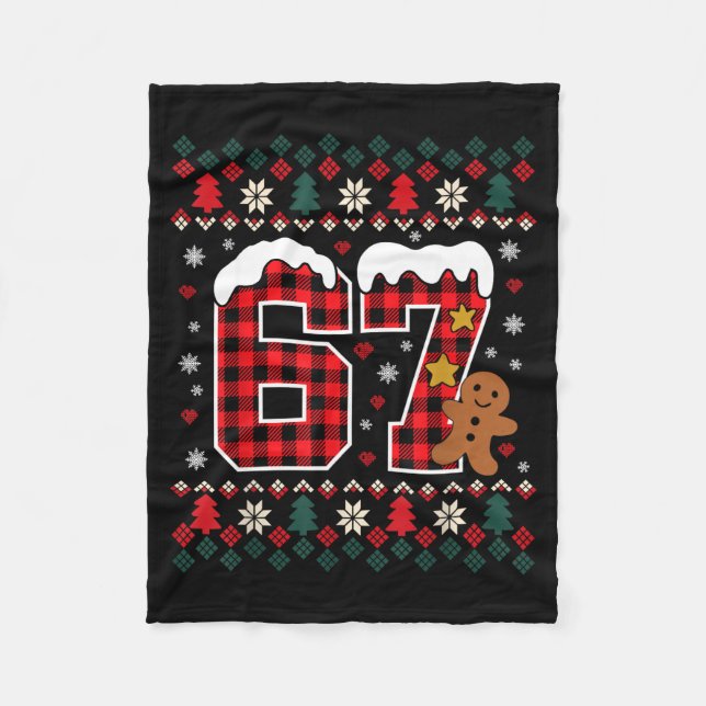 Couverture Polaire Chemise de pyjama de Noël drôle 67 Six Sept Meme B (Devant)