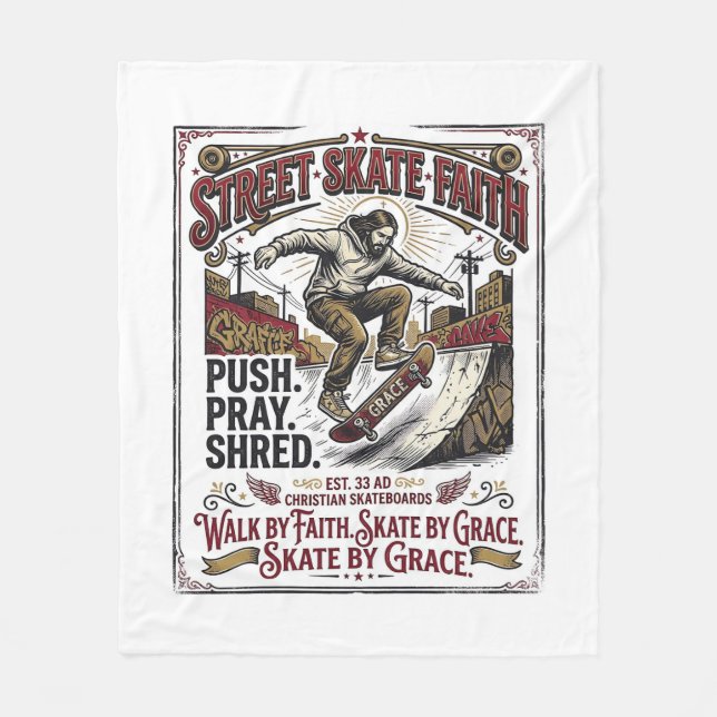 Couverture Polaire Chemise de skate longboard Jésus chrétien (Devant)