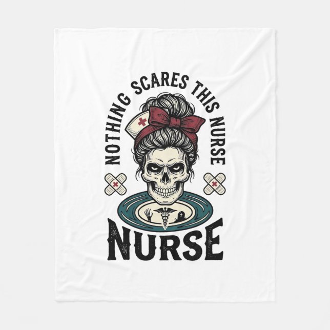 Couverture Polaire Chemise d'infirmière Halloween Graphique de crâne  (Devant)