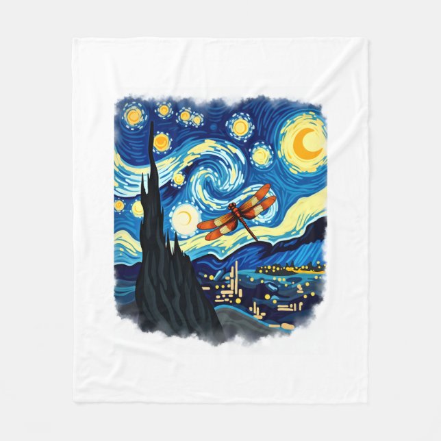 Couverture Polaire Chemise Dragonfly artistique Van Gogh Starry Night (Devant)