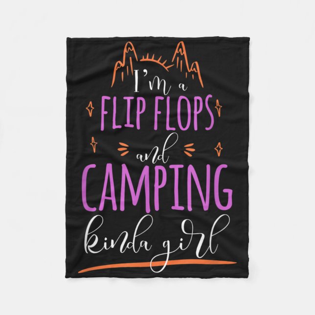 Couverture Polaire Chemise drôle de campeuse Flip Flops Et Camping K (Devant)