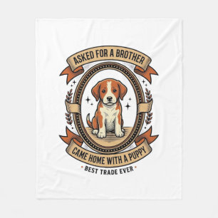Couverture Polaire Chemise drôle de chiot a demandé un frère a obtenu