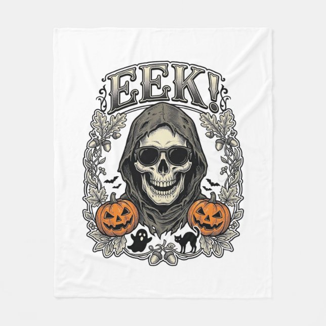 Couverture Polaire Chemise Graphique Crâne Halloween Gravure Vintage  (Devant)