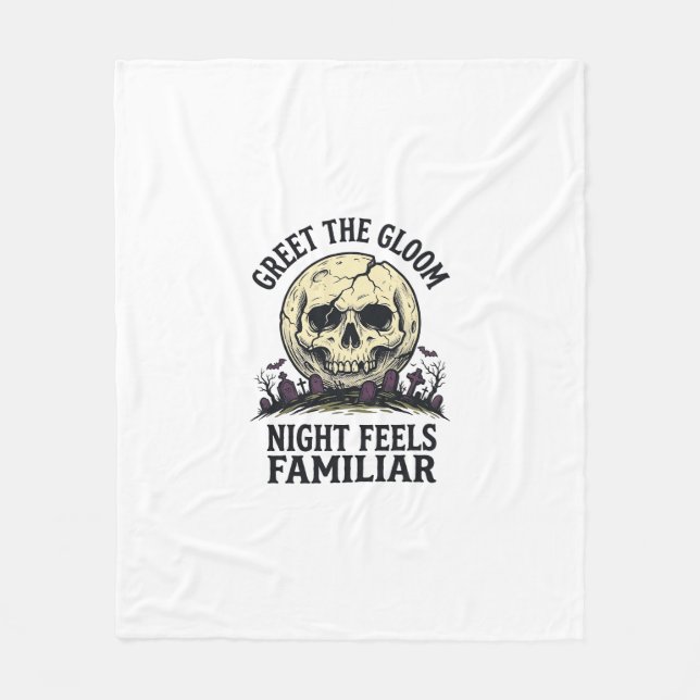 Couverture Polaire Chemise graphique de crâne de lune effrayant Hallo (Devant)
