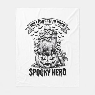 Couverture Polaire Chemise Halloween Alpaga Crâne Citrouille Design V