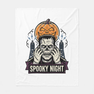 Couverture Polaire Chemise Halloween Monstre avec Gravure de Lune de