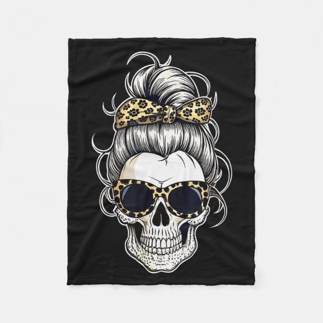 Couverture Polaire Chemise Halloween pour femmes crâne, léopard  (Devant)