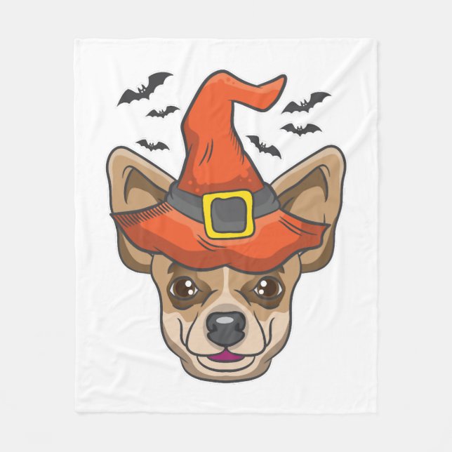 Couverture Polaire Chemise Halloween sorcière Chihuahua costume cadea (Devant)