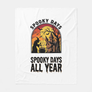 Couverture Polaire Chemise Halloween Vintage Maison de Sorcière Lune