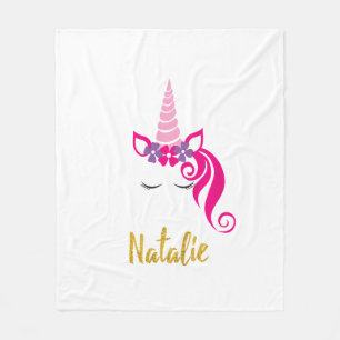 Couverture Polaire Chemise Licorne Natalie Enfants Filles Nom Personn