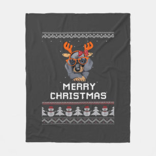 Couverture Polaire Chemise oversize de Sweater de Noël pour teckel
