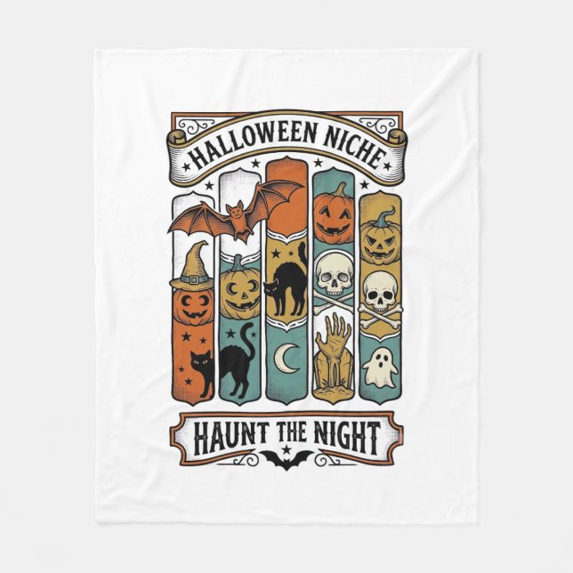 Couverture Polaire Chemise rétro Halloween avec rayure effrayante vin (Devant)