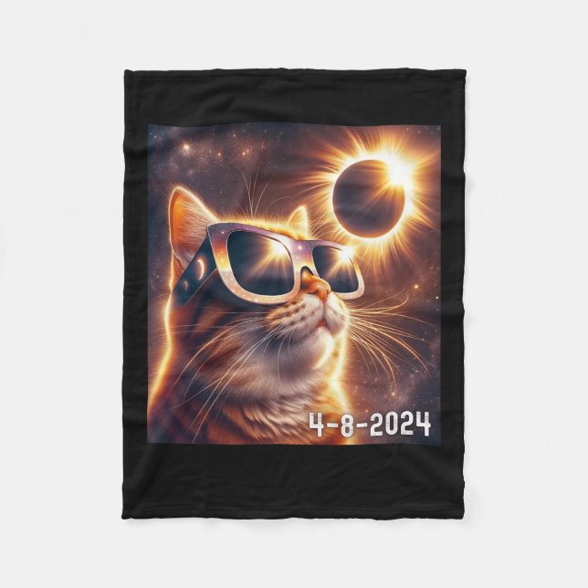 Couverture Polaire Chemise Solaire 2024 Eclipse portant des lunettes (Devant)