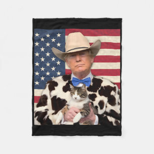 Couverture Polaire Chemise Trump Chat Drôle Cowboy Donald Trump 2025