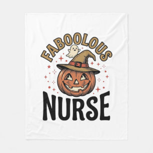 Couverture Polaire Chemise vintage citrouille d'Halloween d'infirmièr