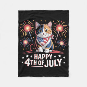 Couverture Polaire Chemises drôles du 4 juillet Chat heureux du 4 jui