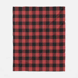 Couverture Polaire Chèque de Buffle Noir Rouge