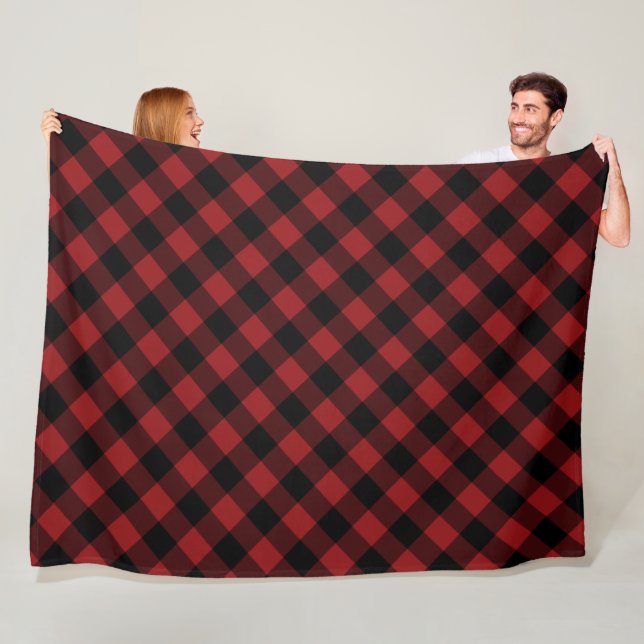 Couverture Polaire Chèque de flottaison noir et rouge Buffalo (En situation)