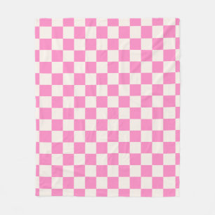 Couverture Polaire Chèque rose, Motif en damier, À damiers