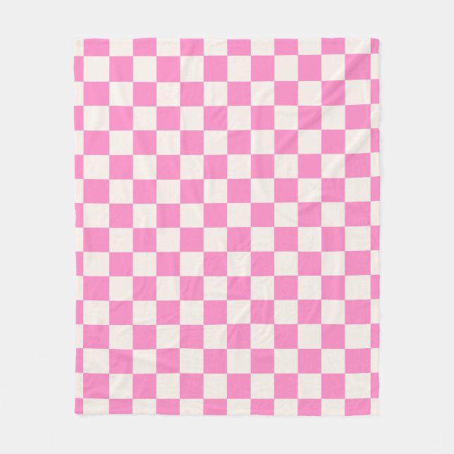 Couverture Polaire Chèque rose, Motif en damier, À damiers (Devant)