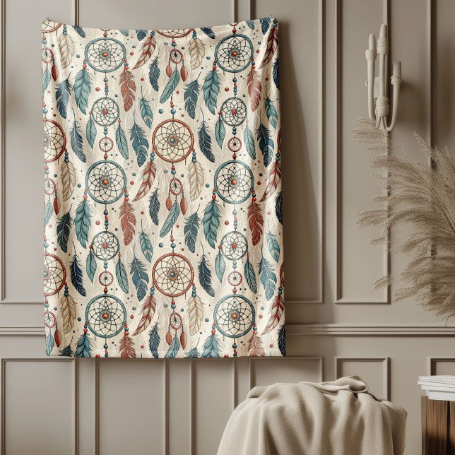 Couverture Polaire Chercheur tribal traditionnel et dynamique (Traditional Ethnic vibrant Tribal dreamcatcher Fleece Blanket)
