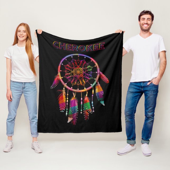 Couverture Polaire Cherokee Amérindien Dreamcatc coloré (En situation)