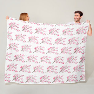 Couverture Polaire Cherry Blossom rose Japonais Sakura Kawaii