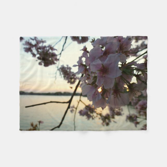 Couverture Polaire Cherry Blossom Sunset à Washington DC (Devant (Horizontal))