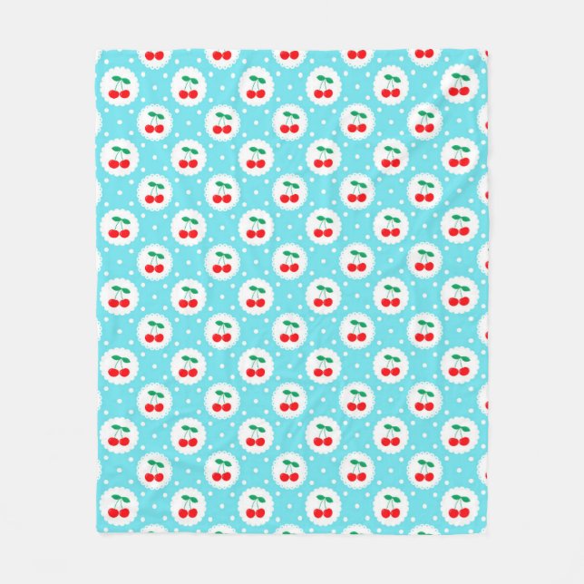 Couverture Polaire Cherry Dot Motif - Retro Fruit Cadeau & Décor (Devant)