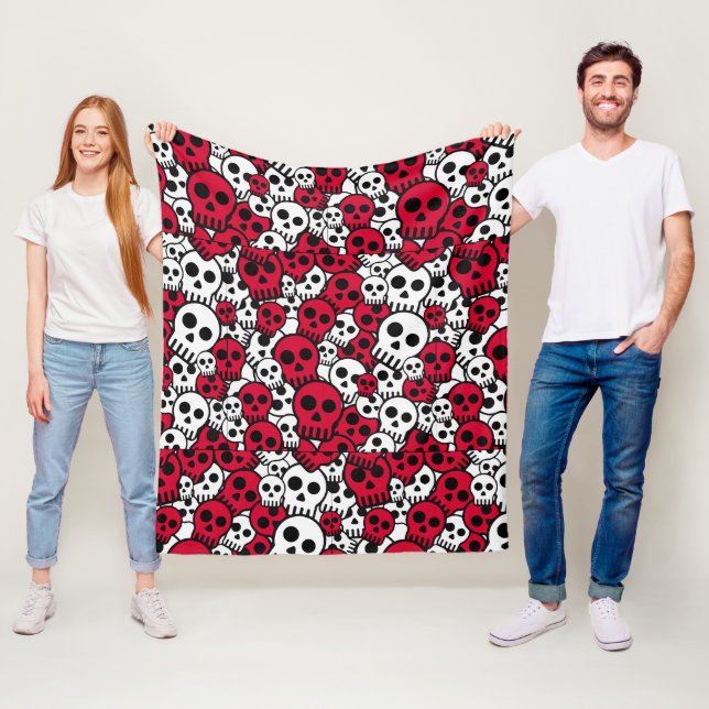 Couverture Polaire Cherry Gothique Motif de crâne Imprimer (En situation)