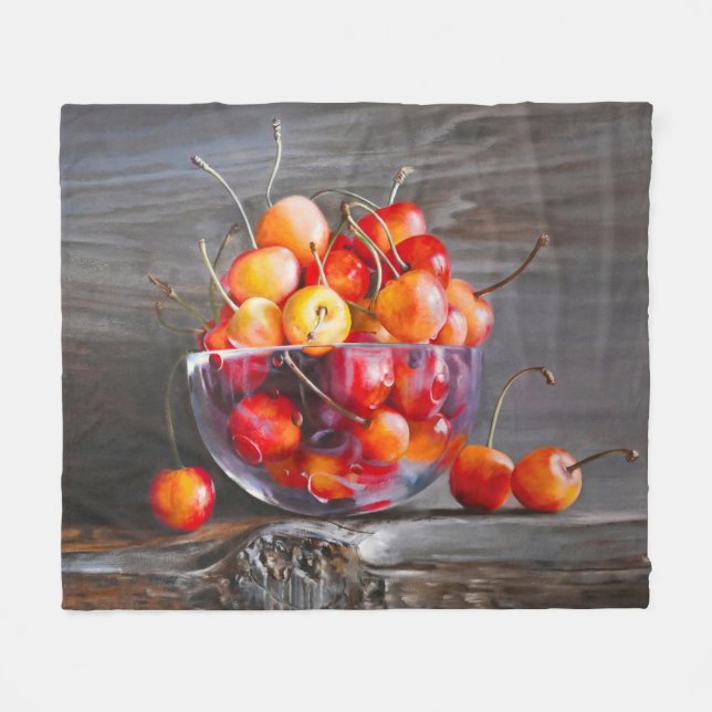 Couverture Polaire Cherry Still Life in Glass Stretched Canvas Print (Devant (Horizontal))