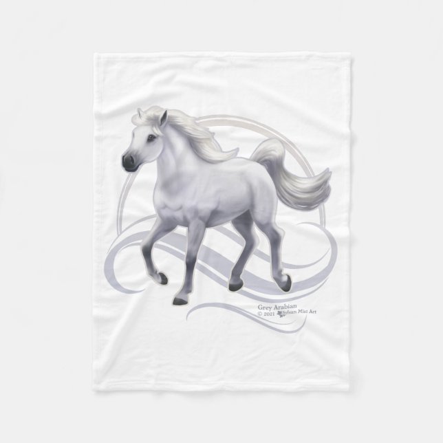 Couverture Polaire Cheval arabe gris (Devant)
