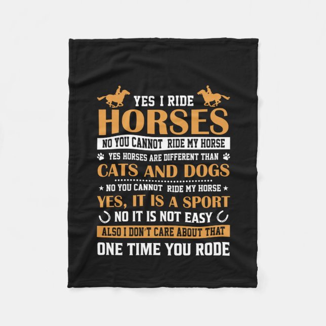 Couverture Polaire Cheval Art Oui I Ride Chevaux (Devant)