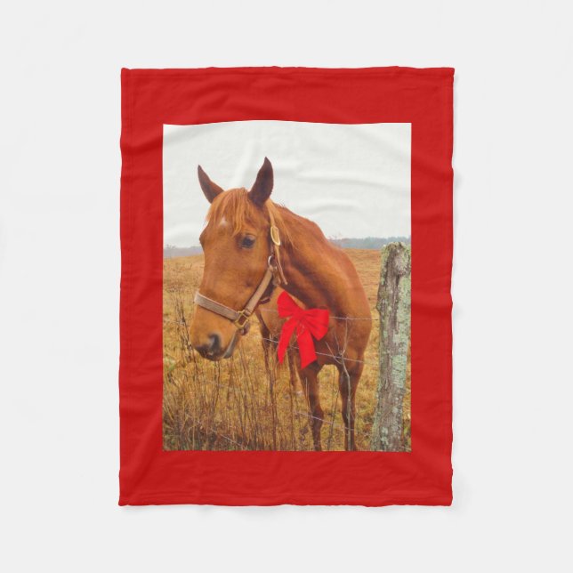 Couverture Polaire Cheval avec Bow rouge (Devant)
