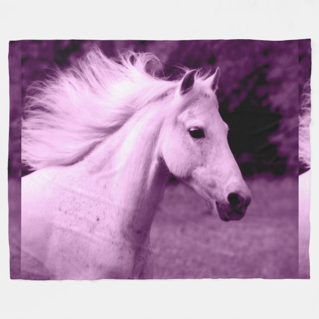 Couverture Polaire Cheval blanc pourpre (Devant (Horizontal))