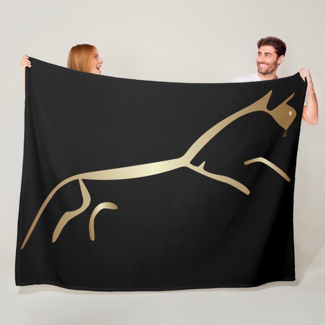 Couverture Polaire Cheval Blanc Uffington Geoglyphes Gold Horse (En situation)