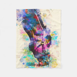 Couverture Polaire Cheval coloré Aquarelle Art Imprimer Cadeau Amate