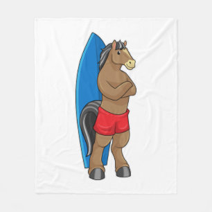 Couverture Polaire Cheval comme Surfer avec Surfboard