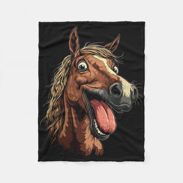 Couverture Polaire Cheval cool Montrant Langue Chevaux Équitation À C (Devant)