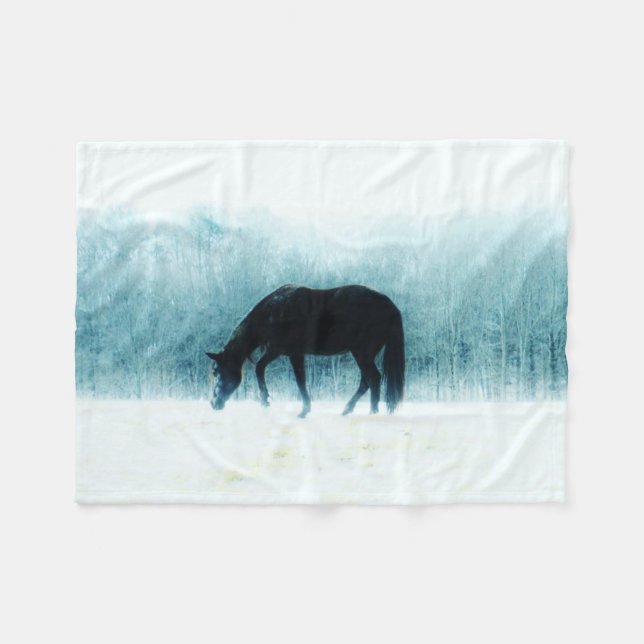 Couverture Polaire cheval dans la brume (Devant (Horizontal))