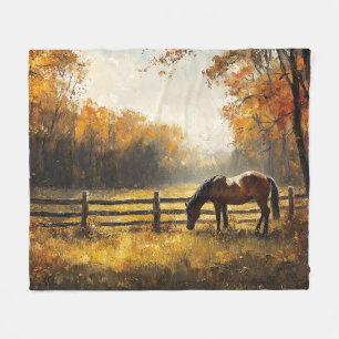Couverture Polaire Cheval dans le champ Golden Hour Peinture