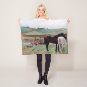 Couverture Polaire Cheval dans une prairie, Edgar Degas