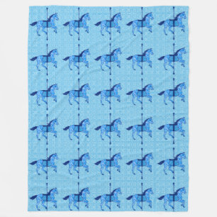 Couverture Polaire Cheval de carrousel - Bleu cobalt et bleu ciel