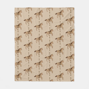 Couverture Polaire Cheval de carrousel - Chocolat Brown et Tan