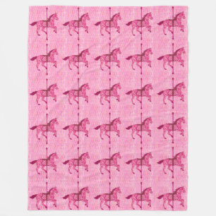 Couverture Polaire Cheval de carrousel - Fuchsia rose
