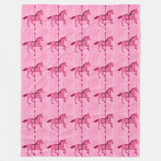 Couverture Polaire Cheval de carrousel - Fuchsia rose (Devant)