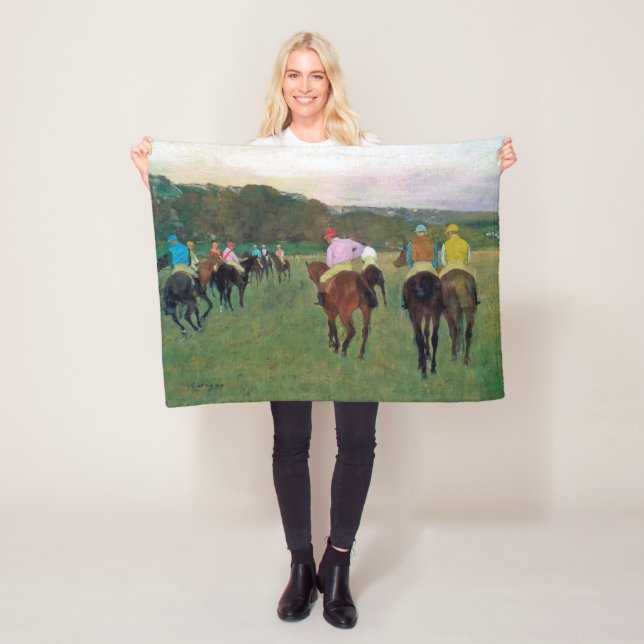 Couverture Polaire Cheval de course de Longchamp, Edgar Degas (En situation)