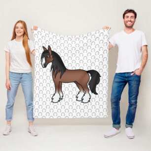 Couverture Polaire Cheval de dessin animé Brown Gypsy Vanner Clydesda